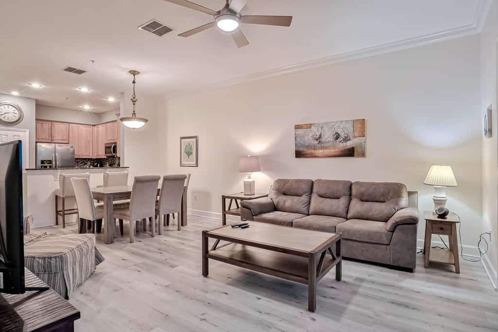 Elegant waterfront condo with central AC, balcony, and shared pools & hot tubs