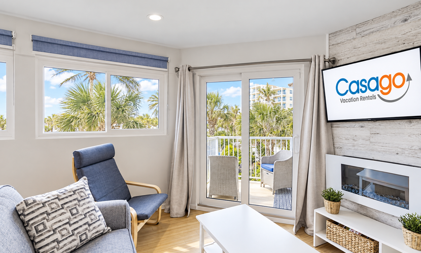Modern condo ocean views, pool, & beach access
