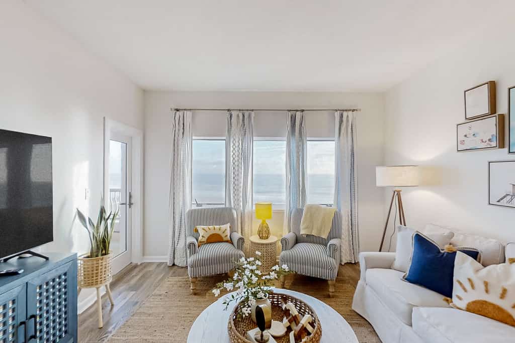Beachfront condo with furnished balcony, amazing pool, tennis, & mini-golf
