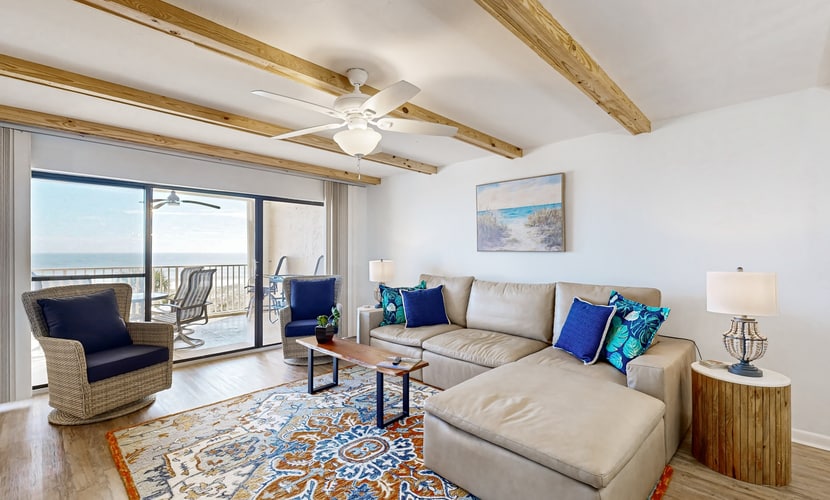 Oceanfront condo with private balcony, shared pool and beach access