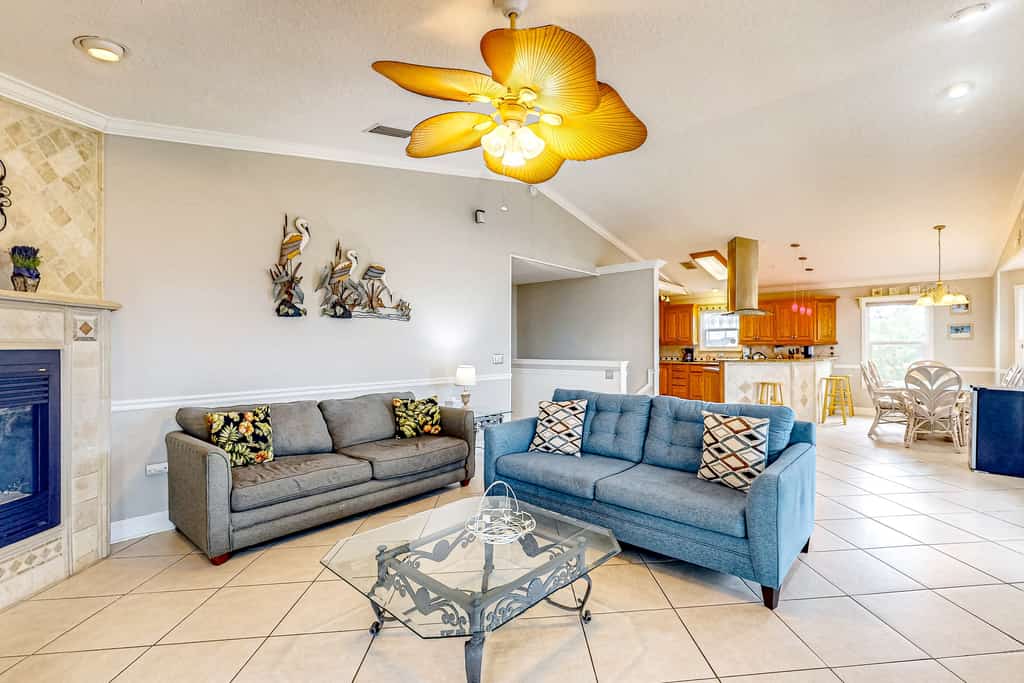 Tropical Gem w/ Courtyard & Large Deck – Stroll 1 Block to Beach Boardwalk