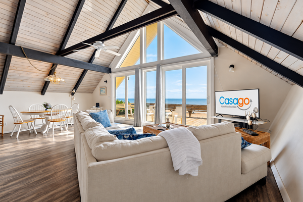 A-frame beach house steps from the ocean with deck & central AC