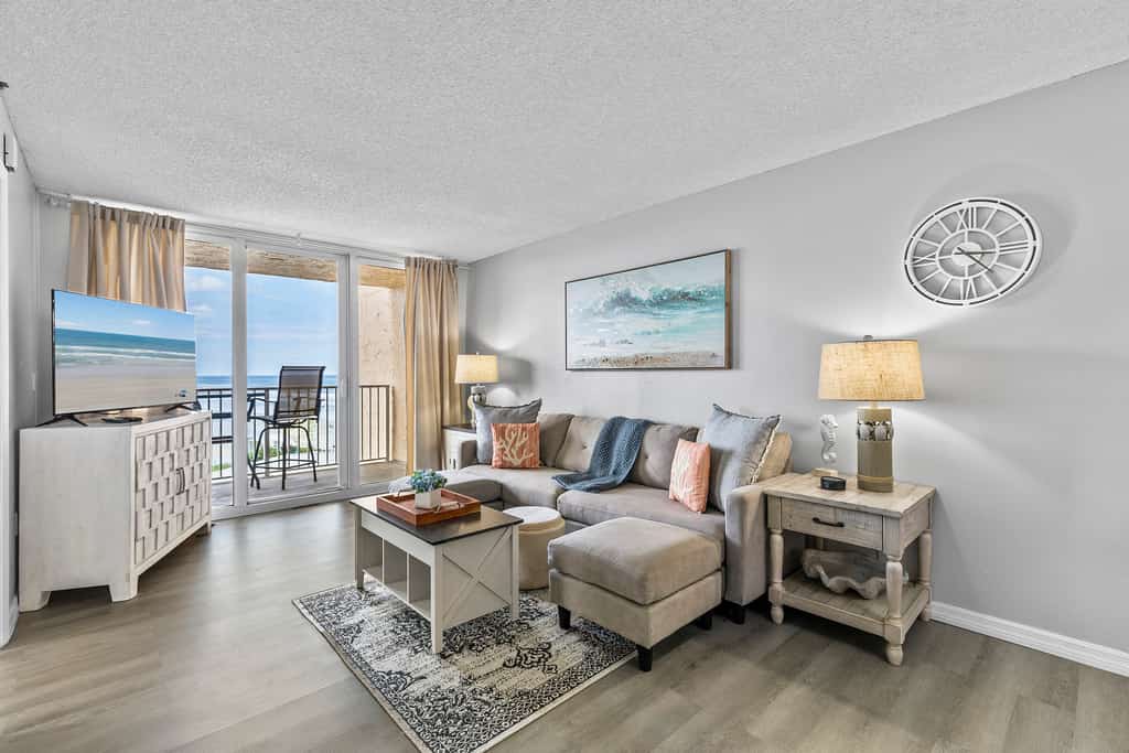 Beachfront Oceanview Condo with Office Space - Work, Relax, Walk to Flagler Ave