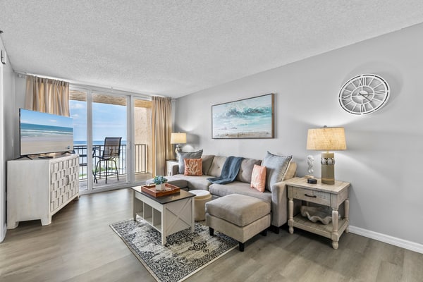 Beachfront Oceanview Condo with Office Space - Work, Relax, Walk to Flagler Ave
