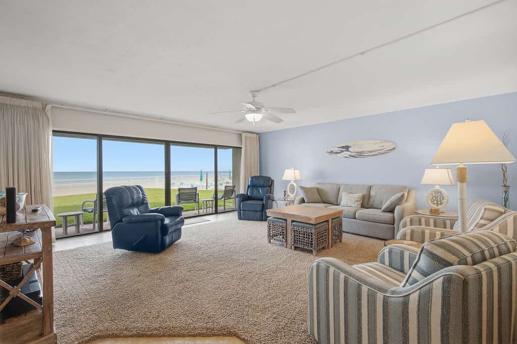 Oceanfront Ground-Floor Retreat on No-Drive Beach | Peace & Comfort