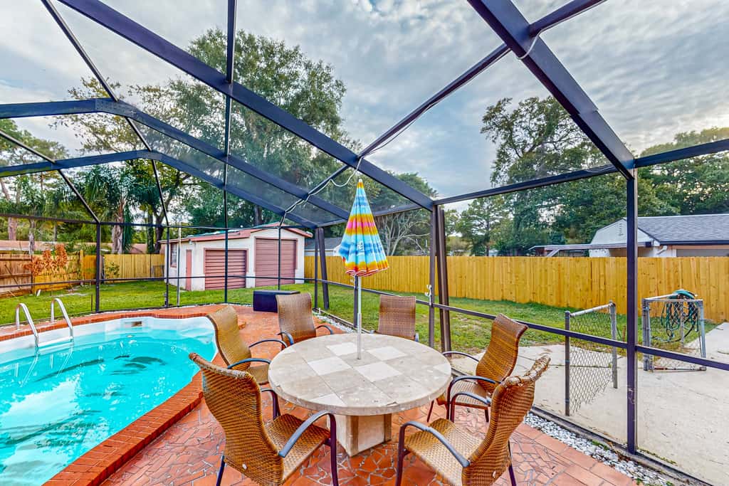 Conveniently located home with private pool patio foosball and private WD