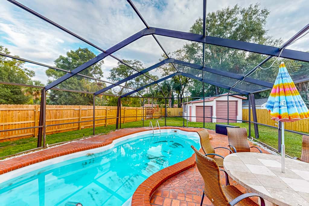 Conveniently located home with private pool patio foosball and private WD