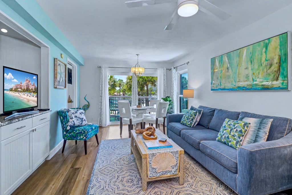 Contemporary gem on the Gulf Coast with balcony and WD walk to beach and shops