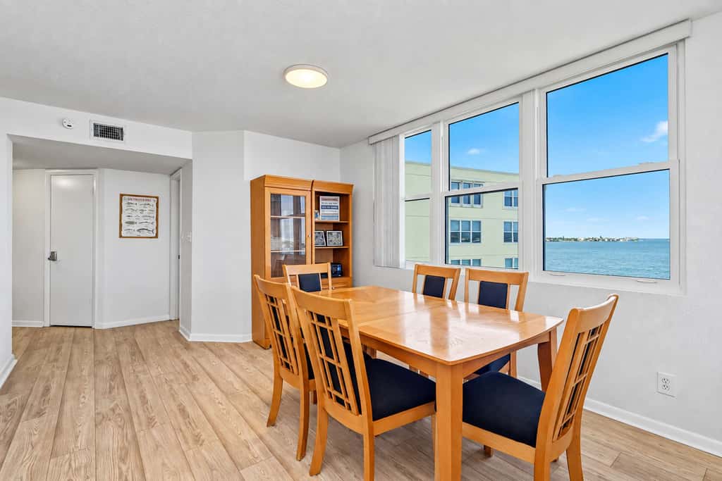 Water view condo with private beach pool and hot tub snowbird friendly