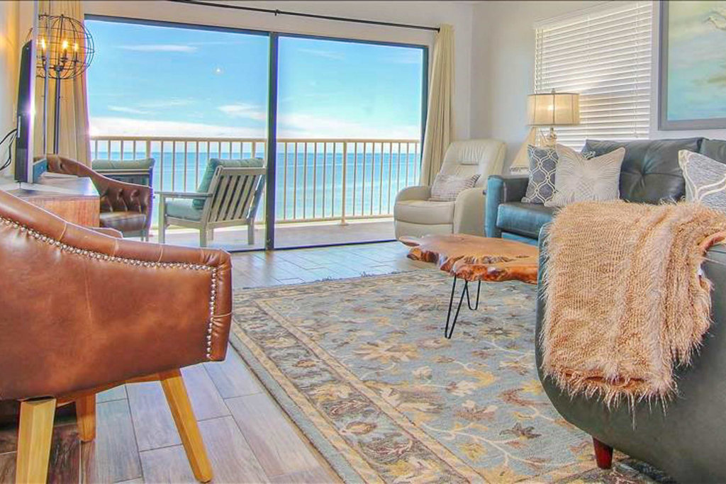 Spacious beachfront condo with lovely Gulf views balcony heated pool and AC