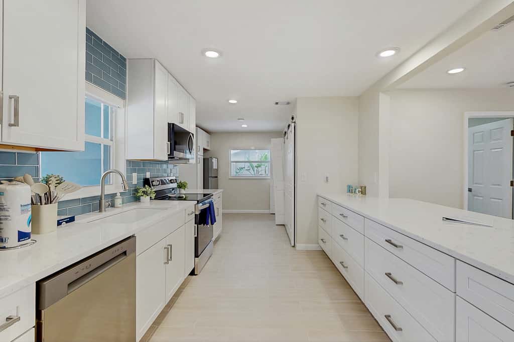 Waterfront home with private pool deck and patio 1/2 mile to the beach