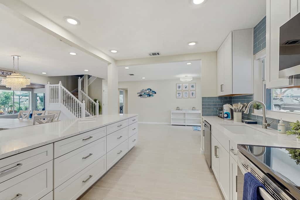 Waterfront home with private pool deck and patio 1/2 mile to the beach