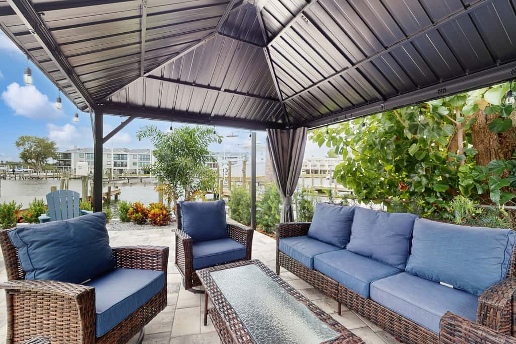 Waterfront home with private pool deck and patio 1/2 mile to the beach