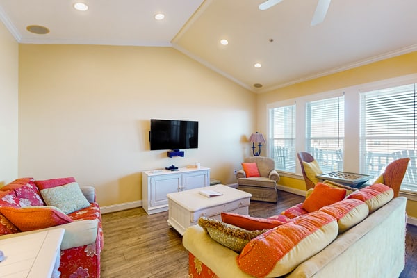 Coastal Condo with sound views and shared hot tub and pool