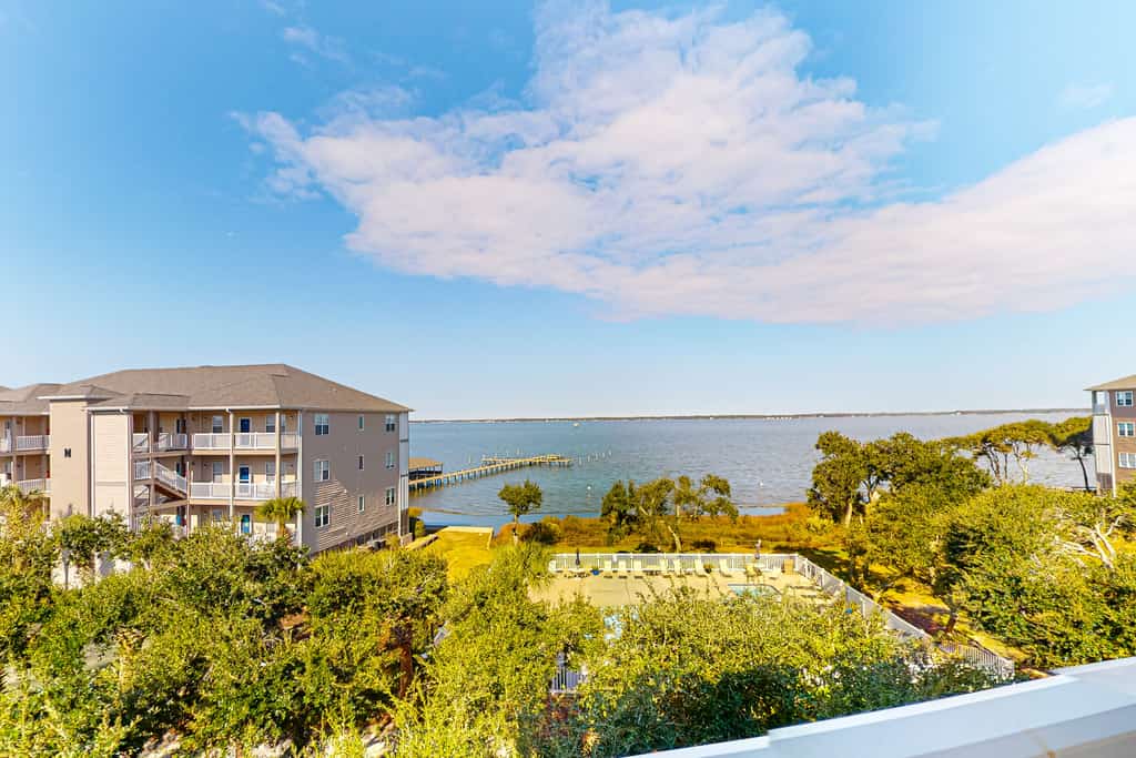 Coastal Condo with sound views and shared hot tub and pool