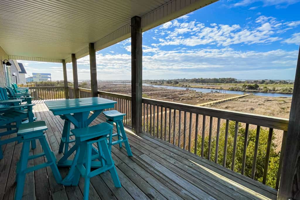 Three-story home overlooking sound with decks & elevator, close to beach