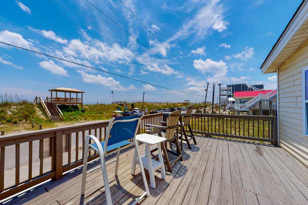 Surf City Escape with Private Oceanfront Deck, Beach Access & Beautiful Coastal Views!