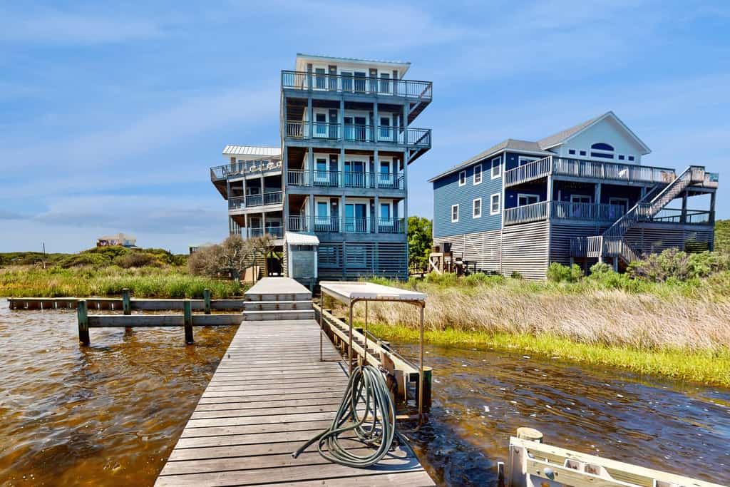 Waterfront house with private hot tub, pool, sound view, & AC - walk to dining