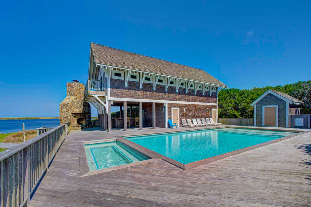Luxury sound-front home with private pool, hot tub, & dock