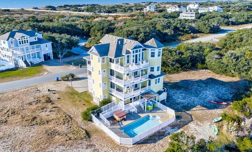 Lakefront, dog-friendly home with W/D, private pool & hot tub - close to beach