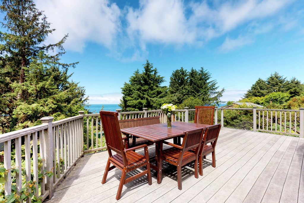 Upscale house with ocean views entertainment and large deck beach nearby
