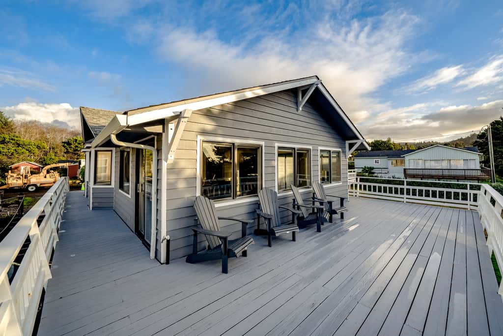 Homey dog friendly house with partial ocean views gas fireplaces and gas grill