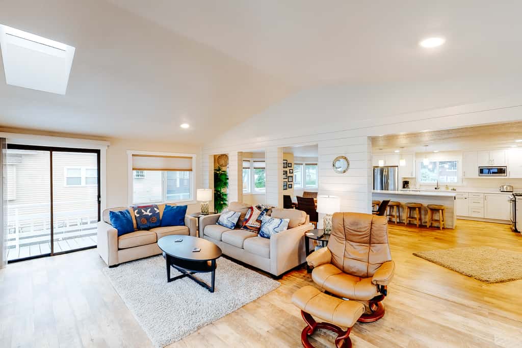 Homey dog friendly house with partial ocean views gas fireplaces and gas grill