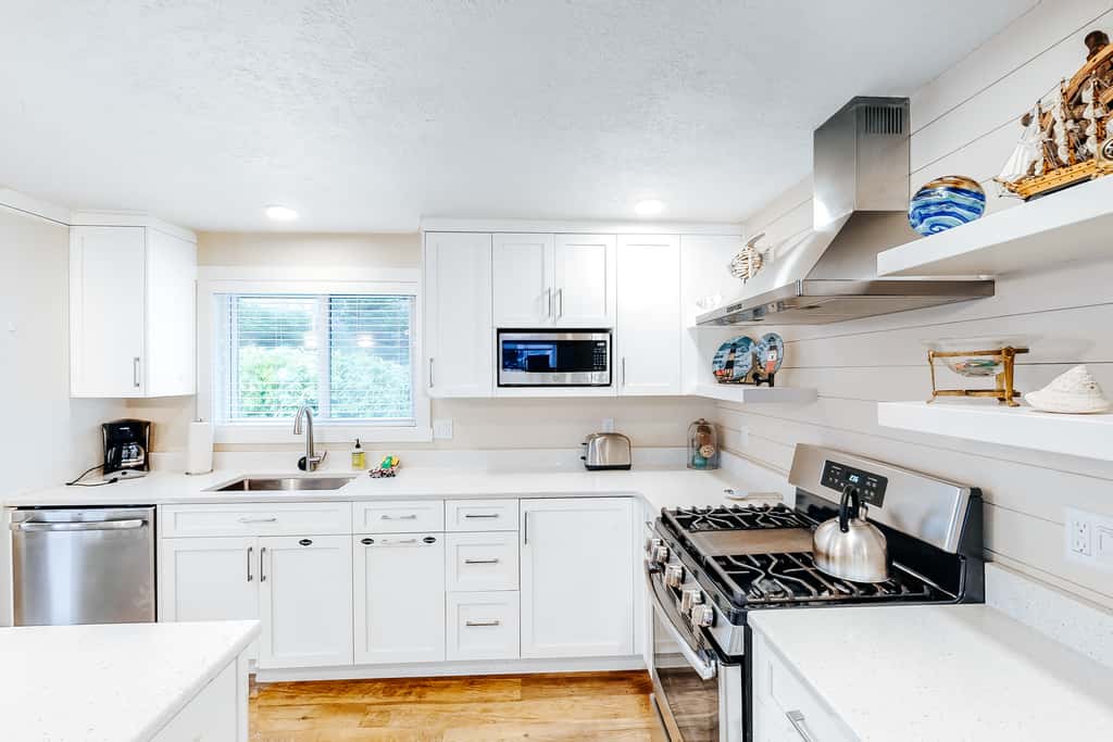 Homey dog friendly house with partial ocean views gas fireplaces and gas grill