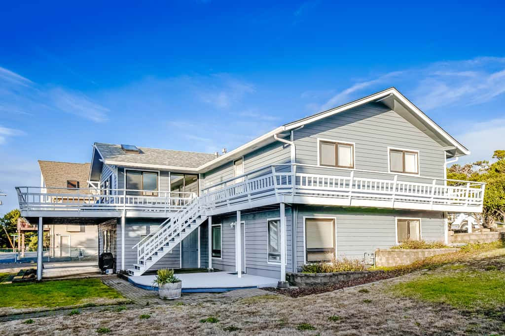 Homey dog friendly house with partial ocean views gas fireplaces and gas grill