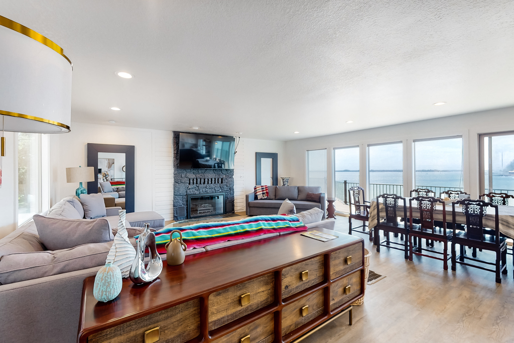 Bayview home with a deck overlooking the locally famous Ghost Hole fishing spot