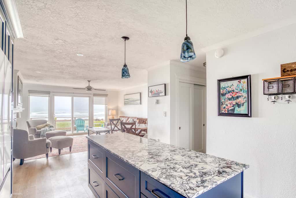 Oceanfront ground level condo with fireplace and updated kitchen dog friendly