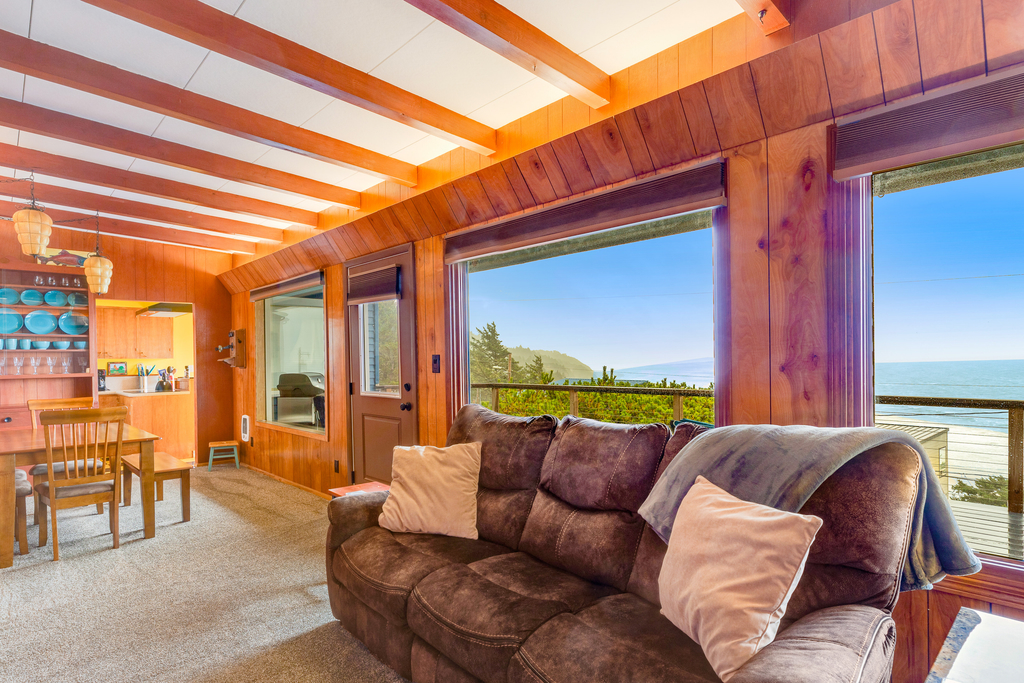 Two story beach house with an ocean view furnished deck and washer dryer