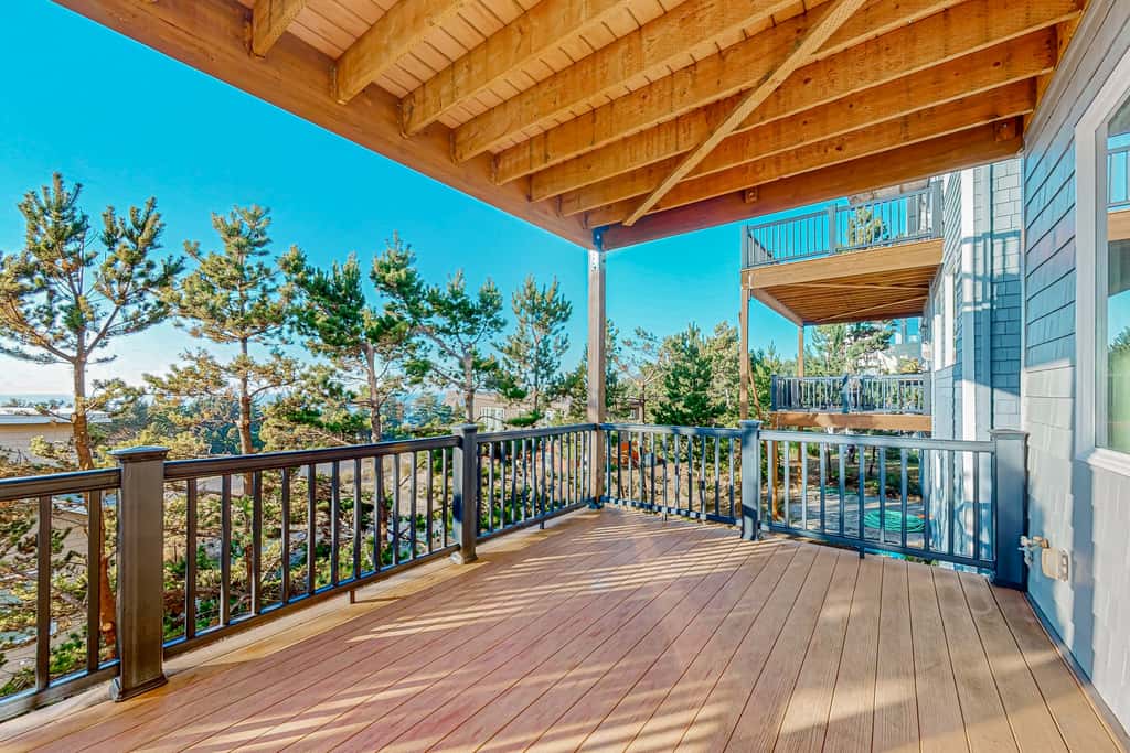 Spectacular ocean view home with fireplace and large decks dog friendly