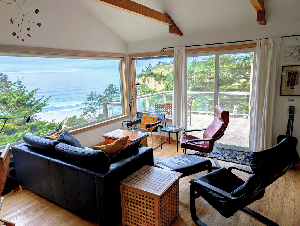 Airy Beach Home with Two Decks Ocean Views Close to Beach Access