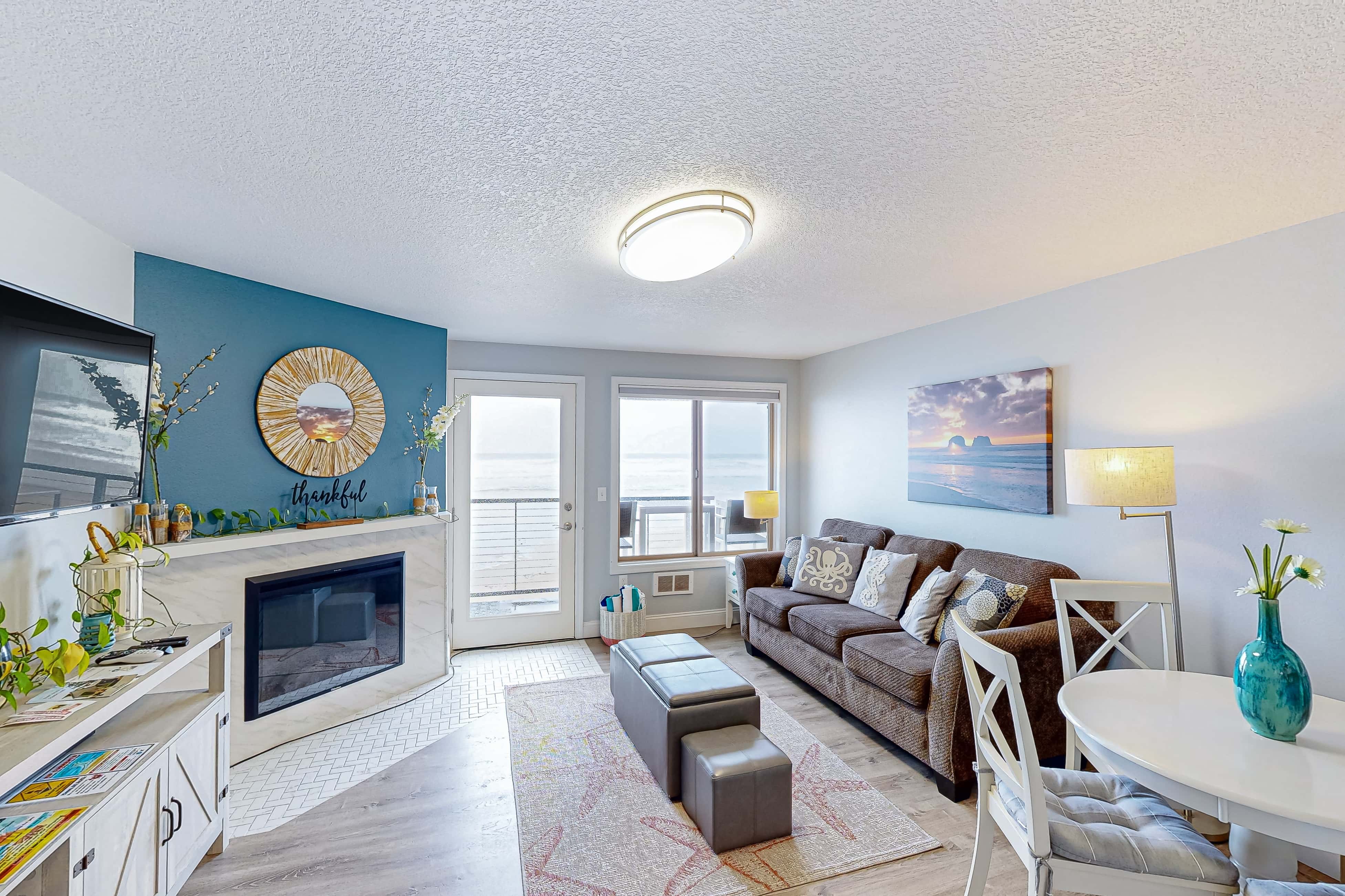 Rock Creek Inn condo on beach with ocean view balcony walk to shops and dining