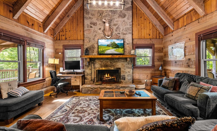Escape to Matterhorn View Cabin, a spacious 4-bedroom, 3-bathroom Gatlinburg log cabin in Cobbly Nob, sleeping up to 12 guests. Experience the charm of a traditional Smoky Mountain cabin with rich wood interiors, beautiful mountain views, a private hot tub, wraparound deck, and game room with pool table and arcade games. Enjoy access to 3 seasonal community pools, 2 pickleball courts, and a basketball court. Ideal for family vacations and group getaways near Downtown Gatlinburg and Great Smoky Mountains National Park. Pet-friendly with prior approval.