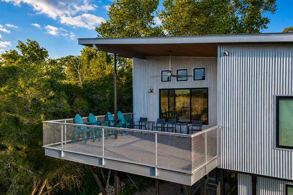 Modern lakefront home with multi levels and gorgeous views