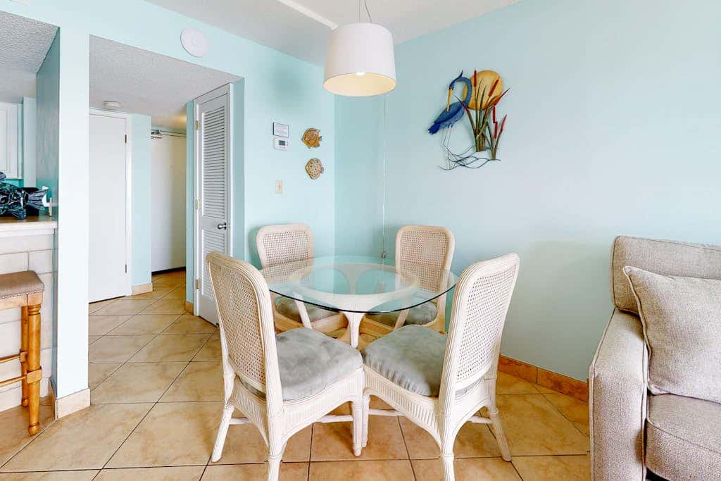 Two-story, Gulf-front condo with a pool, WiFi, washer,dryer, & central AC