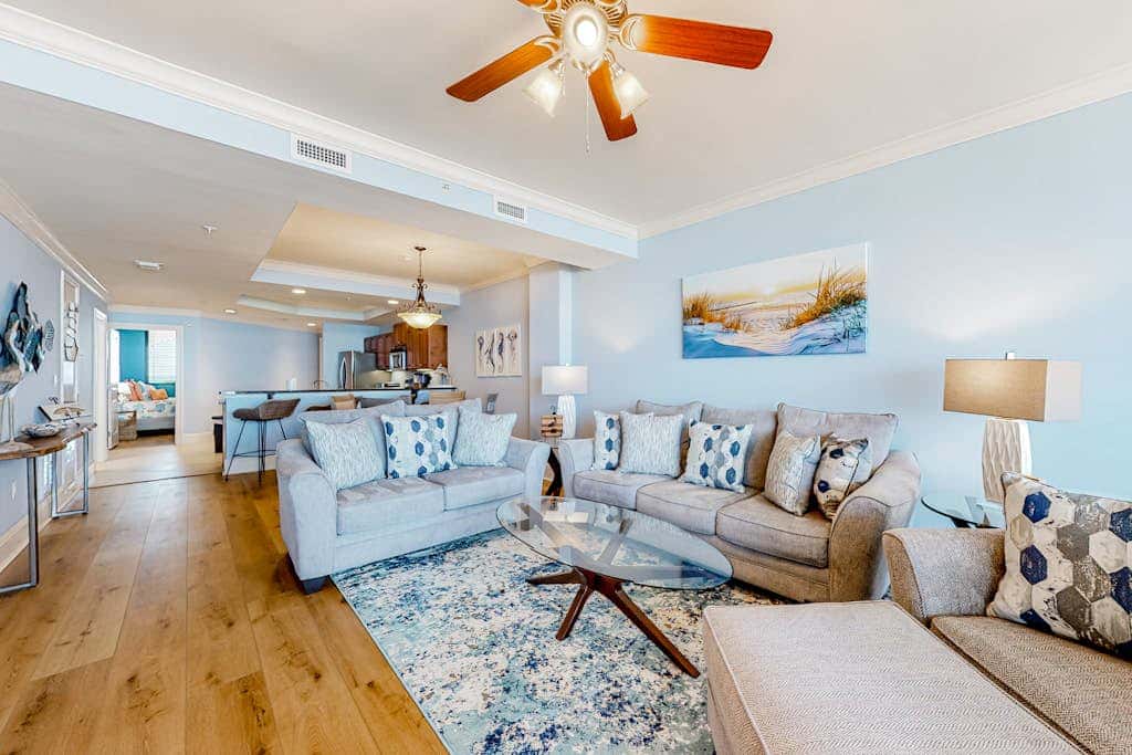 Gulf-front condo with a beach view, pools, hot tub, tennis, & fitness room