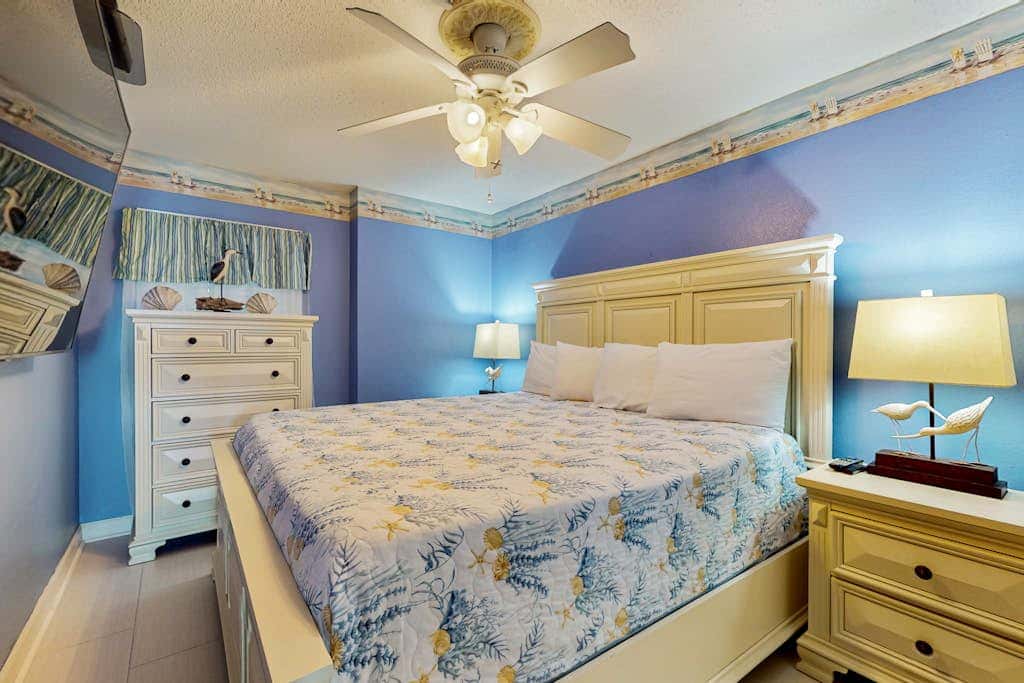 Gulf-front 3rd-floor condo with outdoor pool, central AC, & balcony