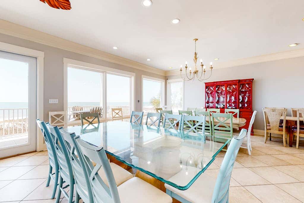 Spacious beachfront wedding-friendly home with multiple decks & shared pool
