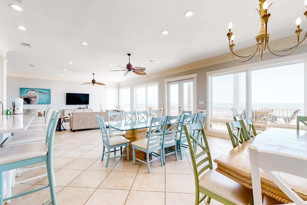 Spacious beachfront wedding-friendly home with multiple decks & shared pool