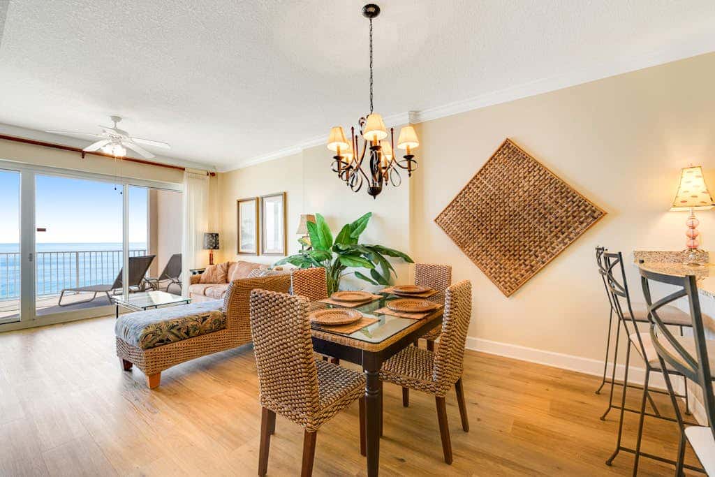 Gulf-front condo with balcony, central AC, pools, hot tubs & beach access