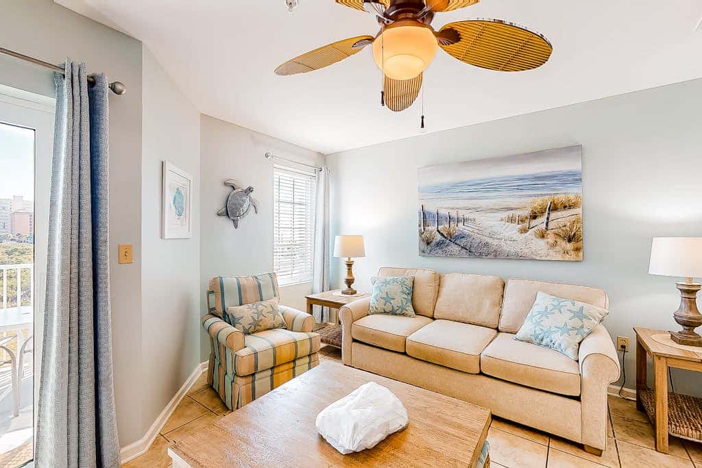 Gulf view condo with pool & fitness center - balcony, open layout, and W/D