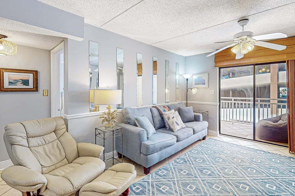 Second floor condo with free WiFi, Gulf views, central AC, and gated entrance