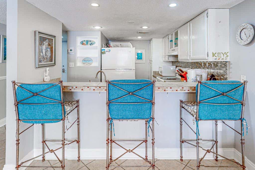 Second floor condo with free WiFi, Gulf views, central AC, and gated entrance