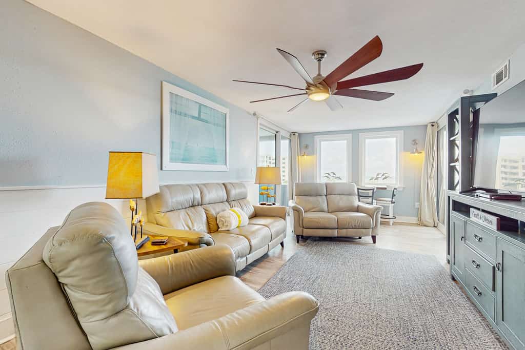 Second-Floor Ocean & Gulf Front Condo w Free WiFi, 2 Balconies, Shared Pool, AC