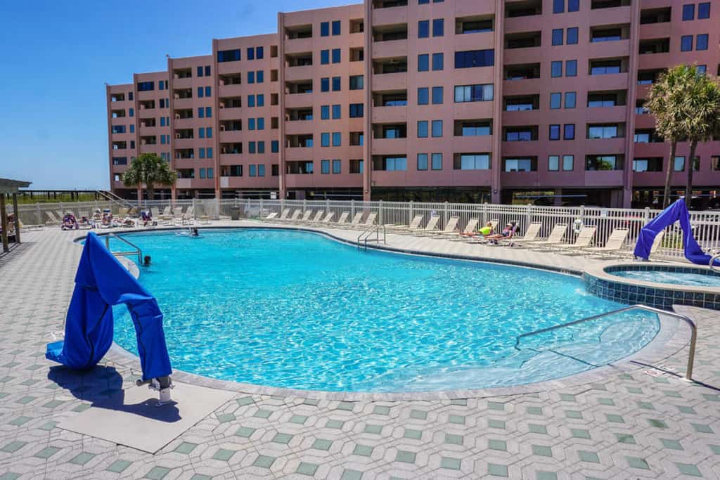 Second-Floor Ocean & Gulf Front Condo w Free WiFi, 2 Balconies, Shared Pool, AC