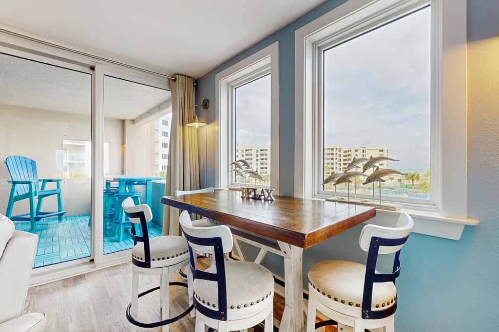 Second-Floor Ocean & Gulf Front Condo w Free WiFi, 2 Balconies, Shared Pool, AC