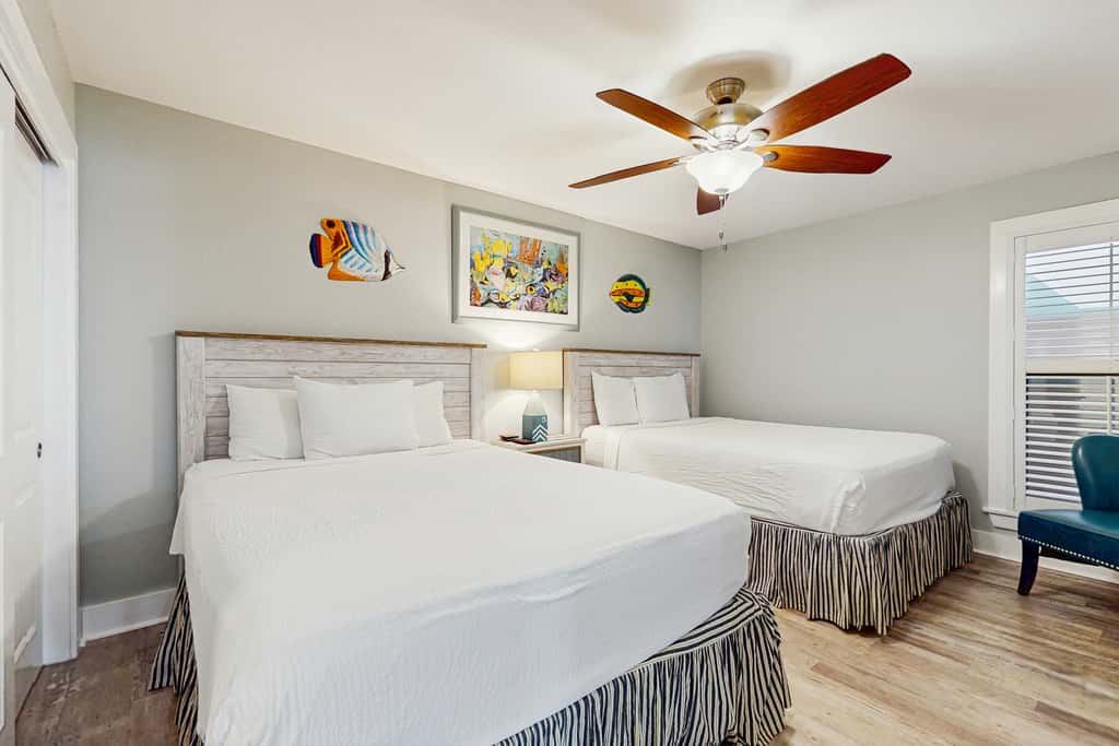 Second-Floor Ocean & Gulf Front Condo w Free WiFi, 2 Balconies, Shared Pool, AC
